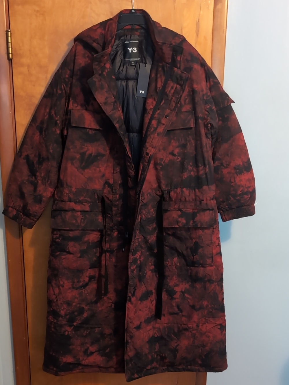 ADIDAS Y-3 YOHJI YAMAMOTO AOP PADDED HOOD PARKA MEN'S SIZE XL
